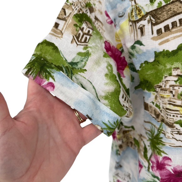 Cynthia Rowley Linen Amalfi Coast Button Down Camp Shirt Sz S EUC Vacation Soft - Picture 7 of 12